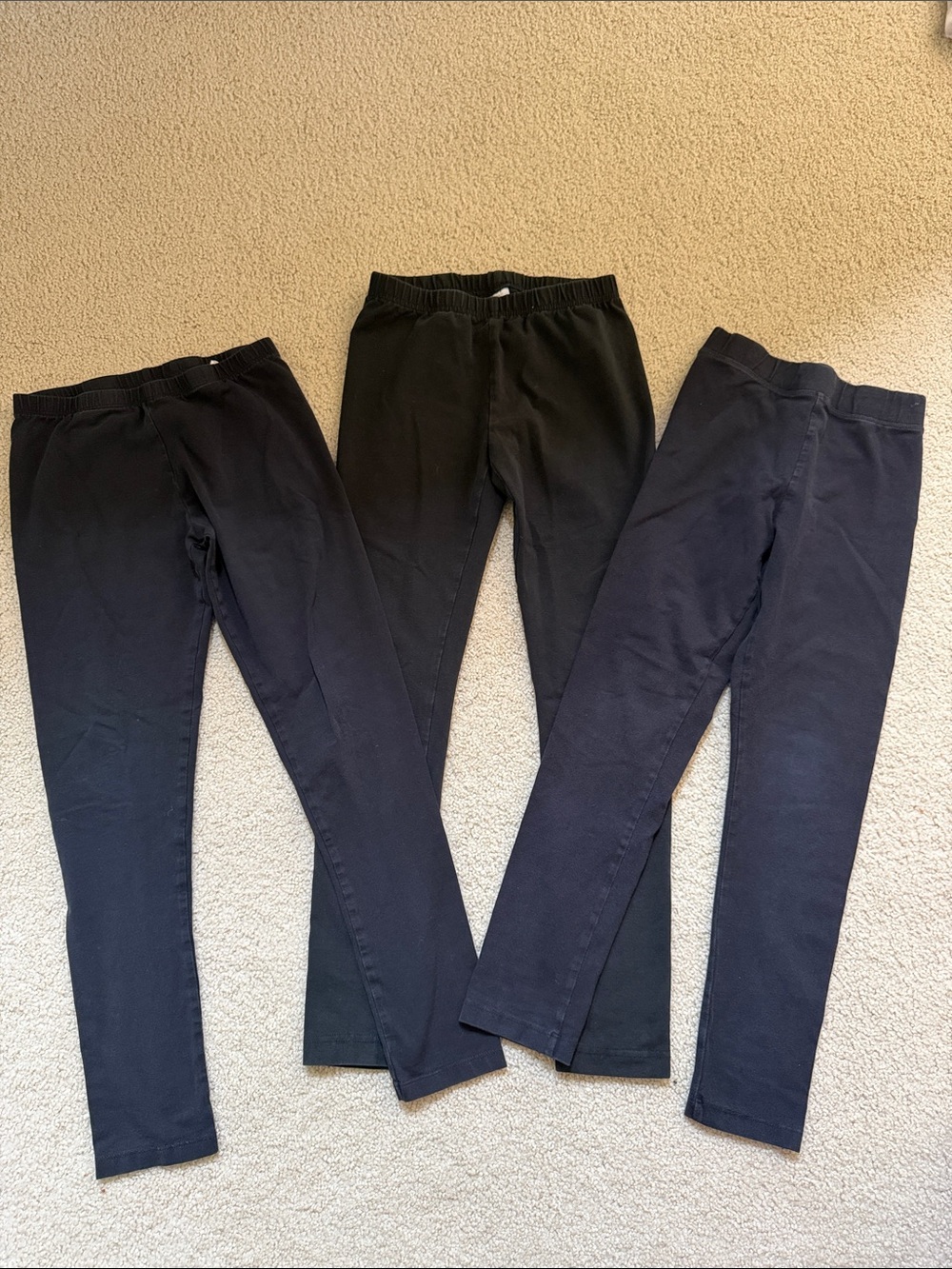Lot of 3 pairs girls black leggings 10/12